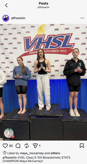 Maya — VHSL Class 5 100 Breaststroke State Champion