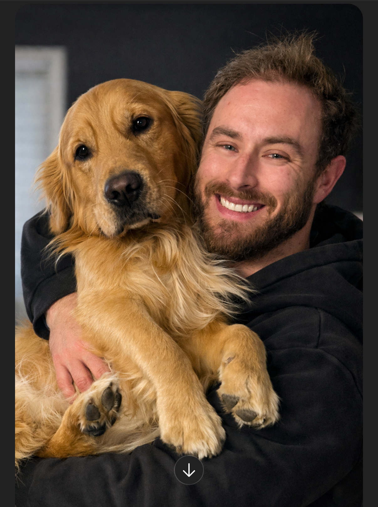 Coach Cam with his golden retriever — Funeral Fitness personal trainer